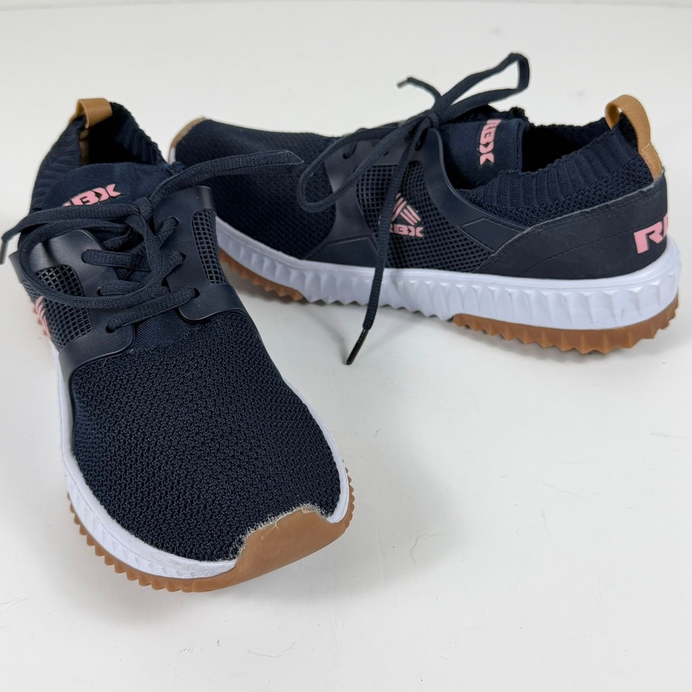 RBX Sneakers Womens 9 Leyna-K Black Pink Knit Sock Running Shoes Athleisure